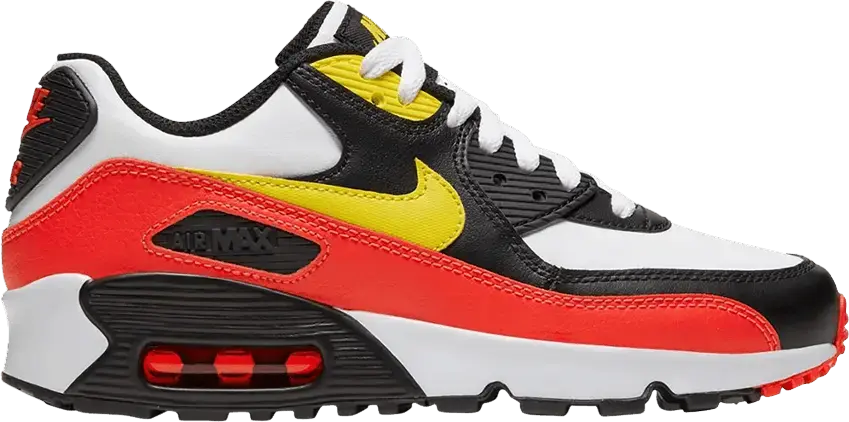  Nike Air Max 90 White Yellow Black Crimson (GS)