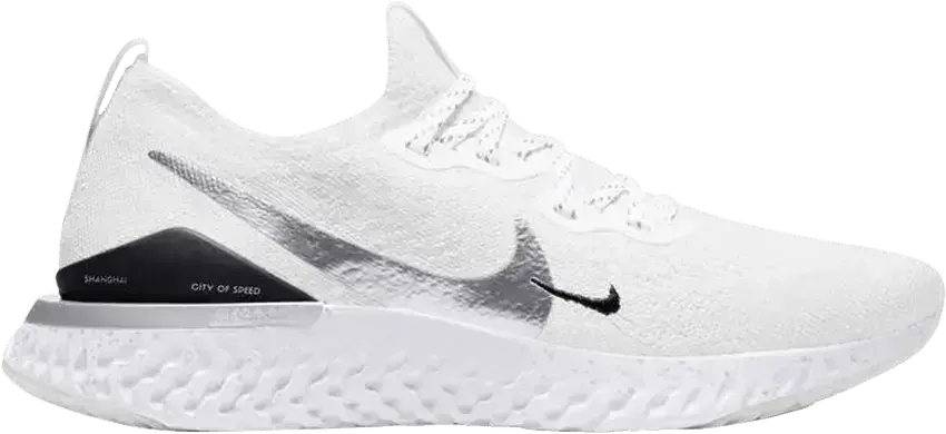  Nike Wmns Epic React Flyknit 2 &#039;White Metallic Silver&#039;