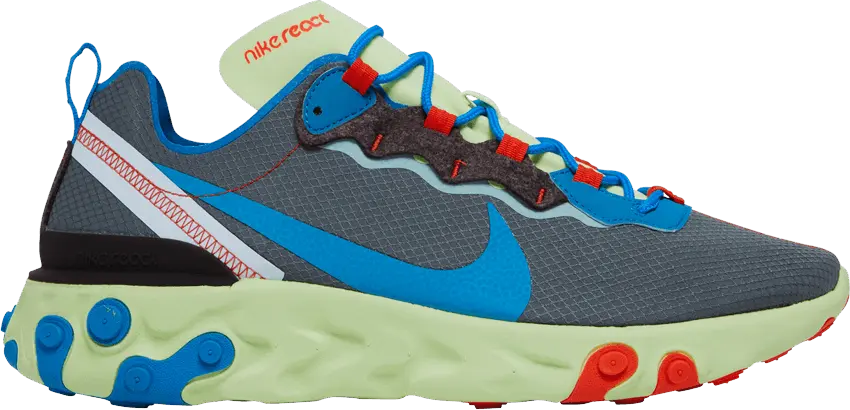  Nike React Element 55 Volt Dark Grey Photo Blue