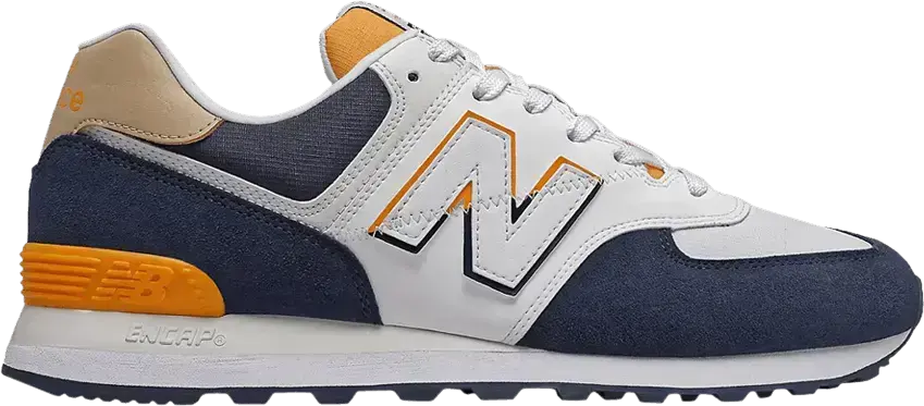  New Balance 574 White Navy Yellow