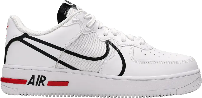  Nike Air Force 1 React White Black Red