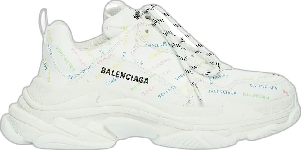  Balenciaga Triple S AllOver Logo White Multicolor