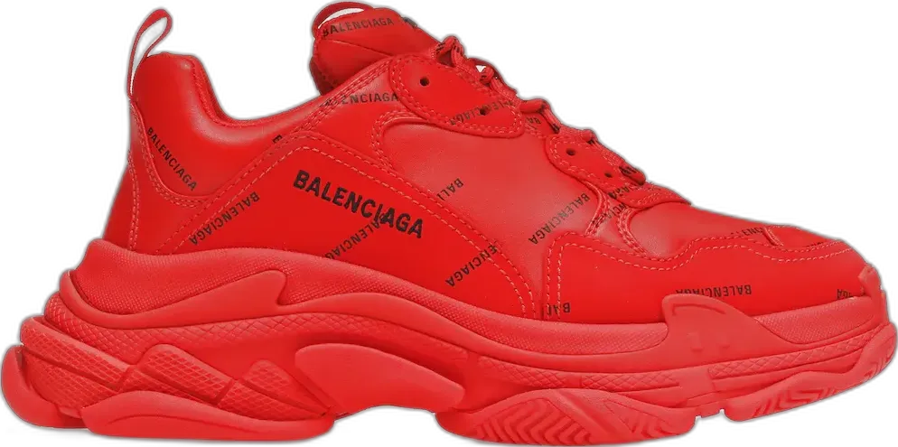  Balenciaga Triple S Allover Logo Red