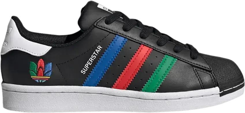  Adidas Superstar J &#039;Colorful Stripes - Core Black&#039;