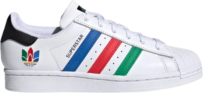  Adidas Superstar J &#039;Colorful Stripes - Cloud White&#039;