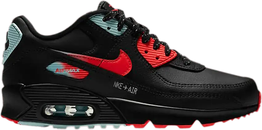  Nike Air Max 90 Black Bright Crimson Glacier Ice (GS)