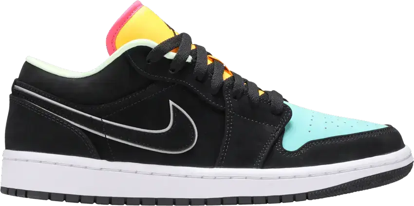  Jordan 1 Low Black Aurora Green Laser Orange