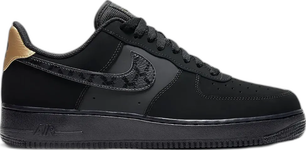  Nike Air Force 1 Low Nubuck Black Metallic Gold (2021)