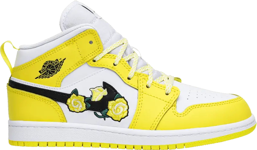  Jordan 1 Mid Dynamic Yellow Floral (PS)