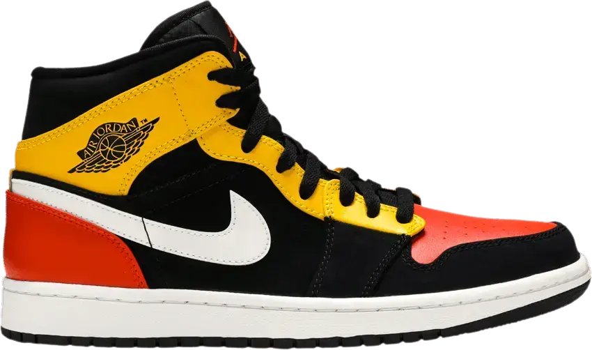  Jordan 1 Mid Black Amarillo Orange