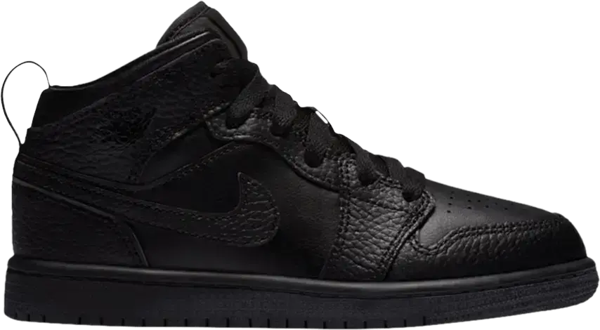  Jordan 1 Mid Triple Black Tumbled Leather (PS)