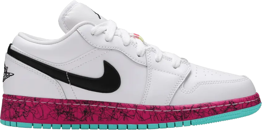  Jordan 1 Low Multi-Color Midsoles White (GS)