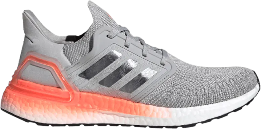  Adidas adidas Ultra Boost 20 Grey Two Signal Coral (Women&#039;s)