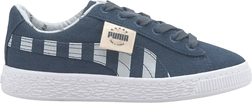  Puma Basket Canvas Little Kids &#039;TIme 4 Change - Dark Denim&#039;