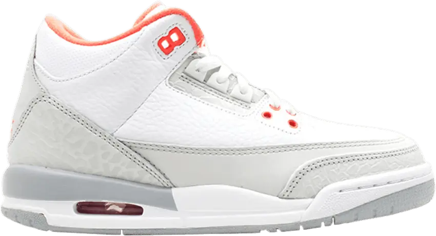  Jordan 3 Retro White Crimson Grey (GS)