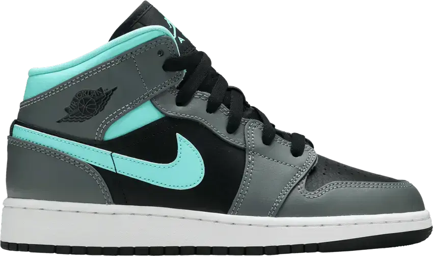  Jordan 1 Mid Grey Aqua (GS)