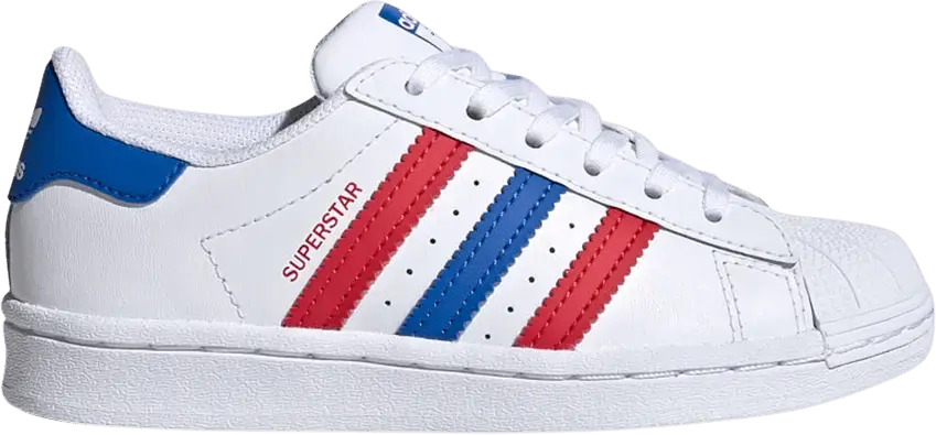  Adidas Superstar C &#039;White Blue Scarlet&#039;