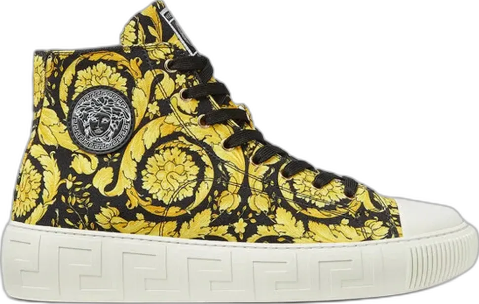  Versace Greca High Top Barocco Print Black Gold