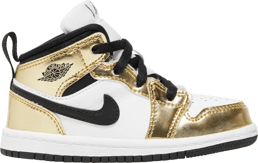  Jordan 1 Mid Metallic Gold Black White (TD)