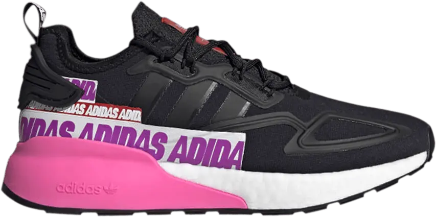  Adidas Wmns ZX 2K Boost &#039;Wordmark Heel Stripe - Black Pink&#039;
