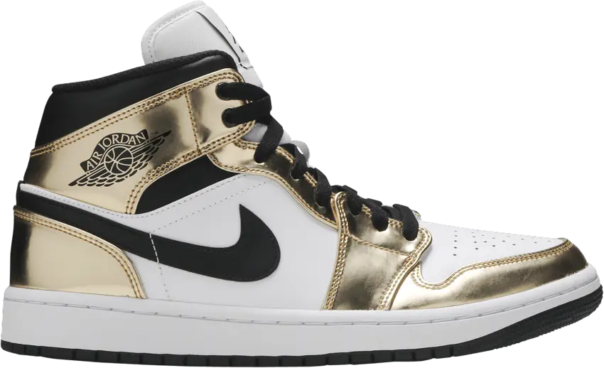  Jordan 1 Mid Metallic Gold Black White