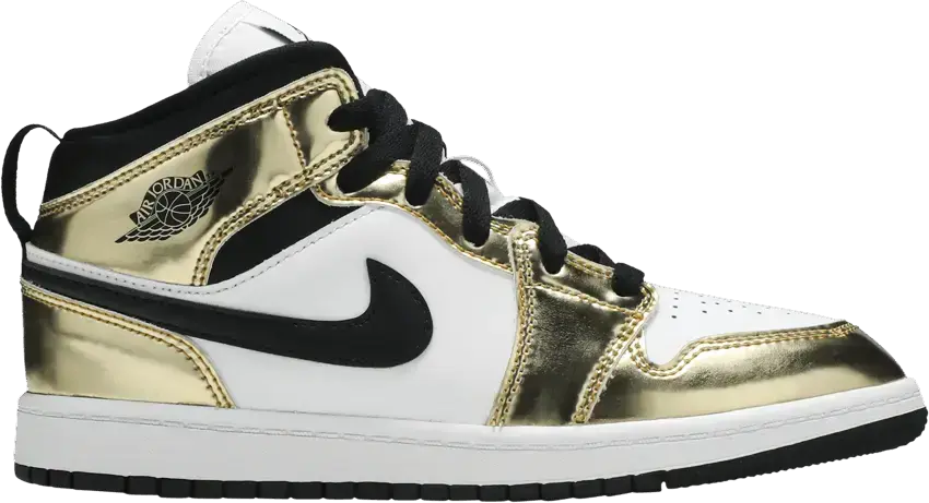  Jordan 1 Mid Metallic Gold Black White (PS)