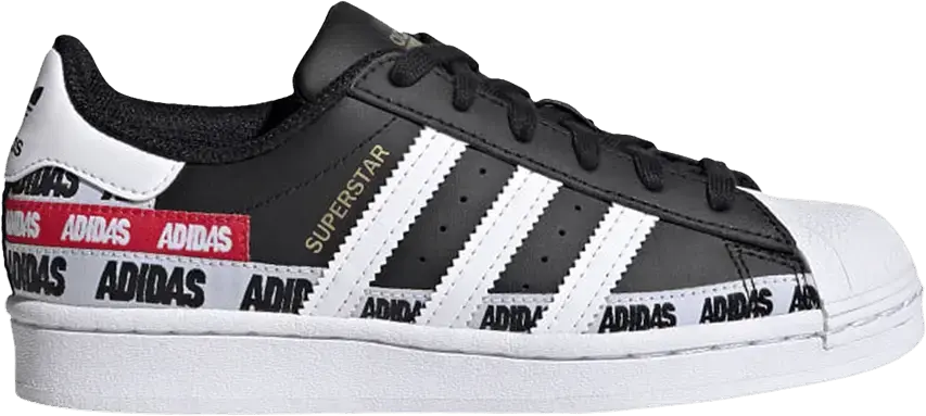  Adidas Superstar J &#039;Wordmark Heel Stripe - Core Black&#039;
