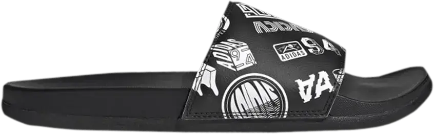  Adidas Adilette Comfort Slide &#039;All Over Logos - Black&#039;