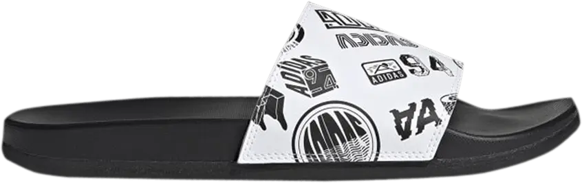  Adidas Adilette Comfort Slide &#039;All Over Logos - White&#039;