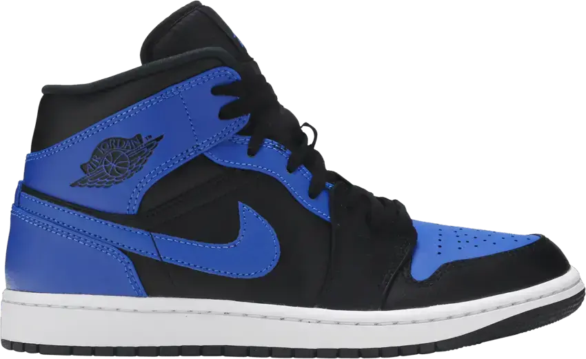  Jordan 1 Mid Hyper Royal Tumbled Leather