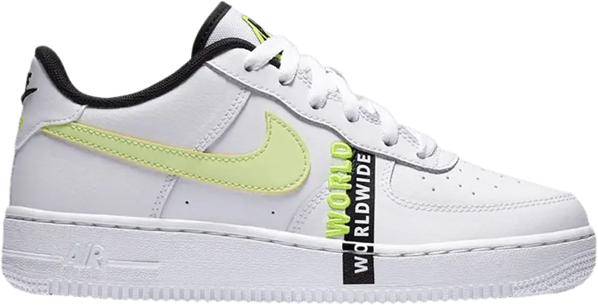  Nike Air Force 1 Low Worldwide White Barely Volt (GS)