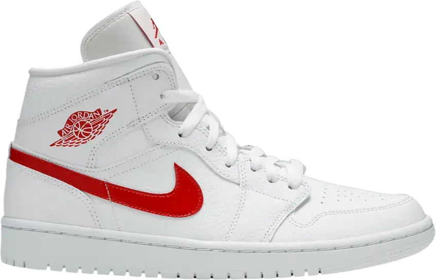  Jordan 1 Mid White University Red (Women&#039;s)