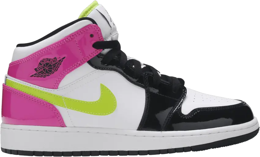  Jordan 1 Mid White Black Cyber Pink (GS)