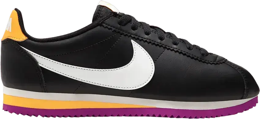  Nike Wmns Classic Cortez Leather &#039;Black Laser Orange Purple&#039;