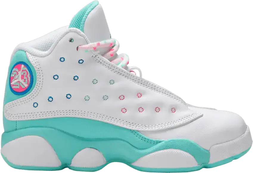  Jordan 13 Retro White Soar Green Pink (PS)