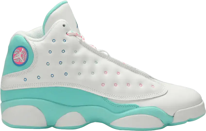  Jordan 13 Retro White Soar Green Pink (GS)