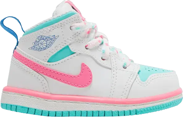  Jordan 1 Mid White Pink Green Soar (TD)