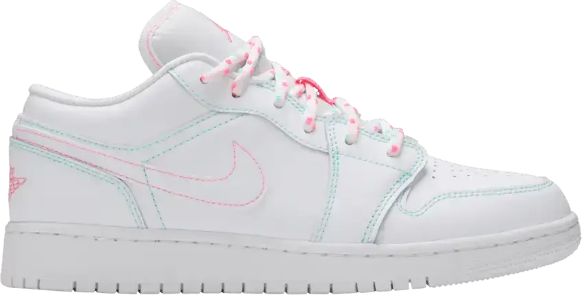  Jordan 1 Low White Green Pink (GS)