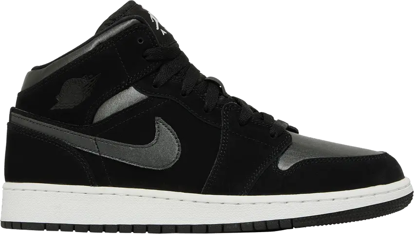  Jordan 1 Mid White Black Grey (GS)