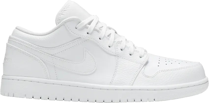  Jordan 1 Low Triple White Tumbled Leather