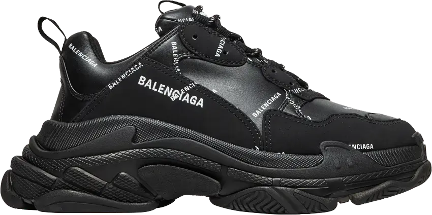  Balenciaga Triple S Allover Logo Black