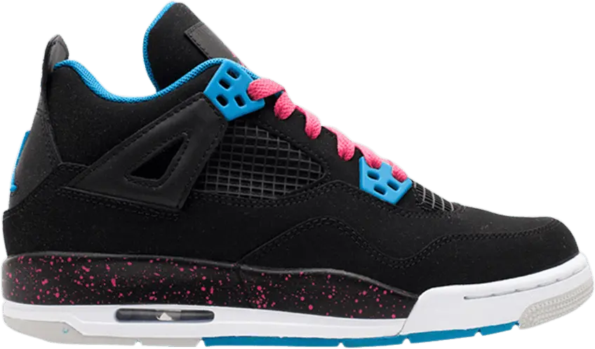  Jordan 4 Retro Black Vivid Pink Dynamic Blue (GS)