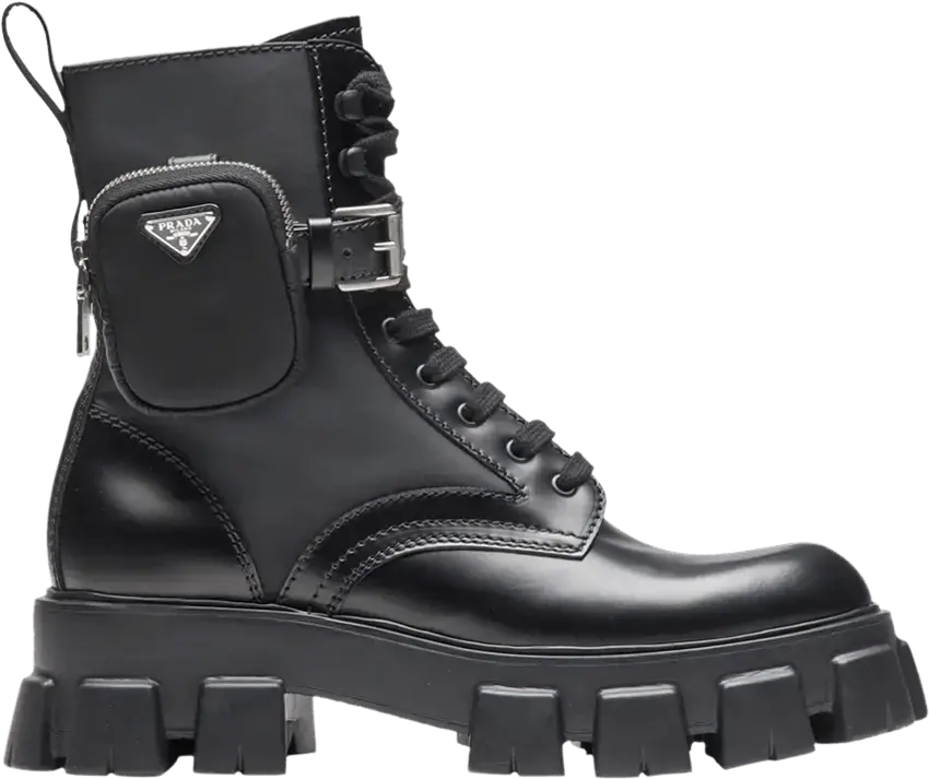 Prada Monolith Brushed Leather and Nylon Boot &#039;Black&#039;