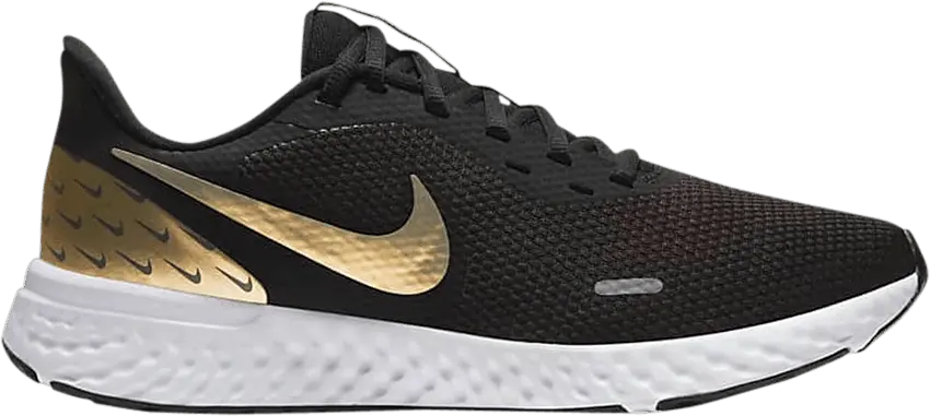  Nike Wmns Revolution 5 Premium &#039;Black Metallic Gold&#039;