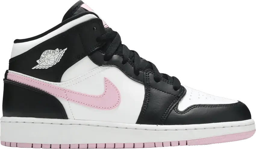  Jordan 1 Mid White Black Light Arctic Pink (GS)