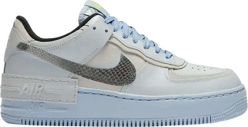  Nike Air Force 1 Low Shadow Pure Platinum Snakeskin Blue (Women&#039;s)