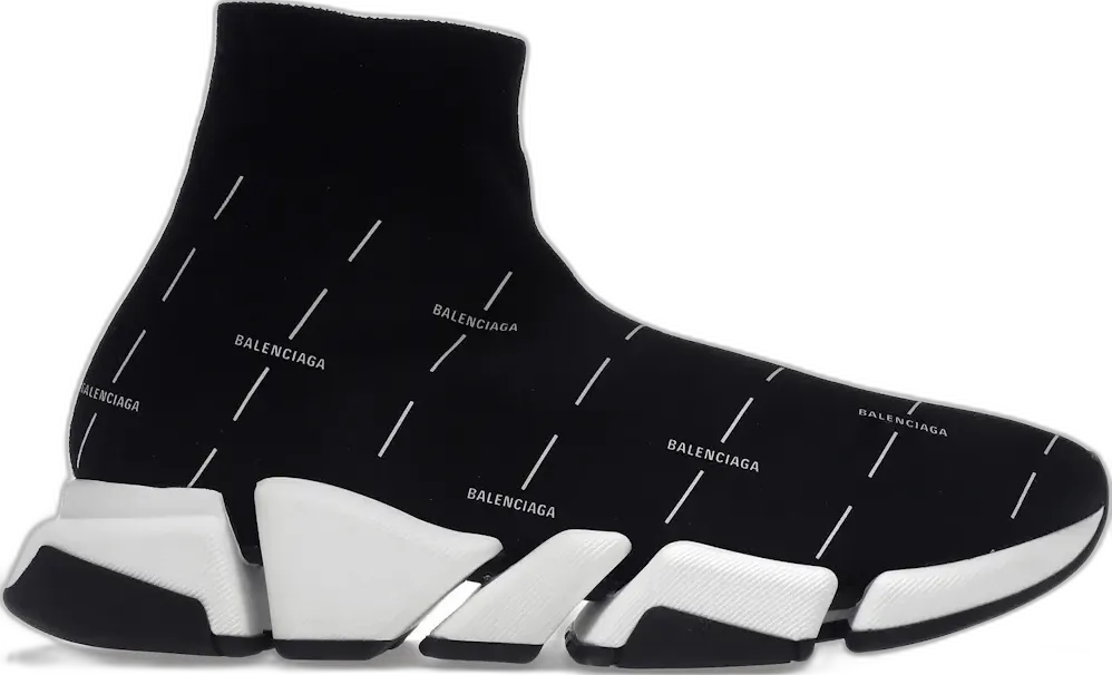  Balenciaga Speed 2.0 Black White Logo