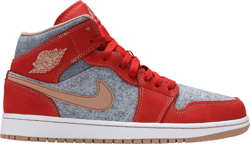  Jordan 1 Mid Denim Red