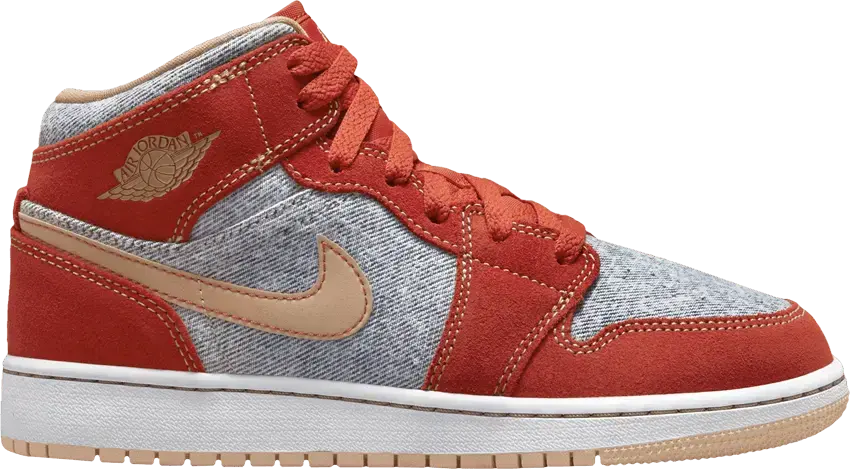  Jordan 1 Mid Denim Red (GS)