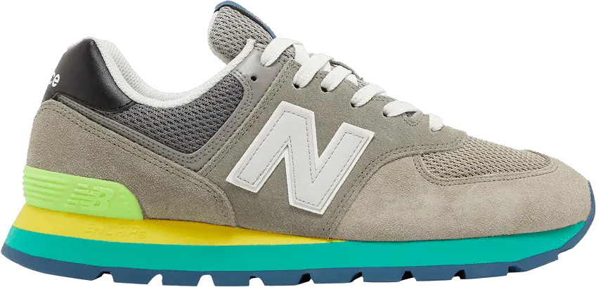  New Balance 574 Rugged Grey Yellow Emerald